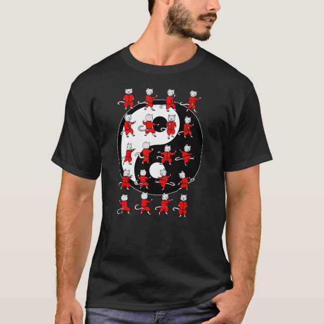 Camiseta Funny Tai Chi Cat Moves Yin Yang Design (Anverso)