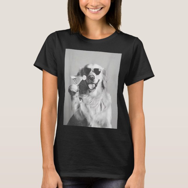 Camiseta Funny Tail Dog Golden Retriever With Sungles Marti (Anverso)