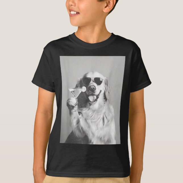 Camiseta Funny Tail Dog Golden Retriever With Sungles Marti (Anverso)
