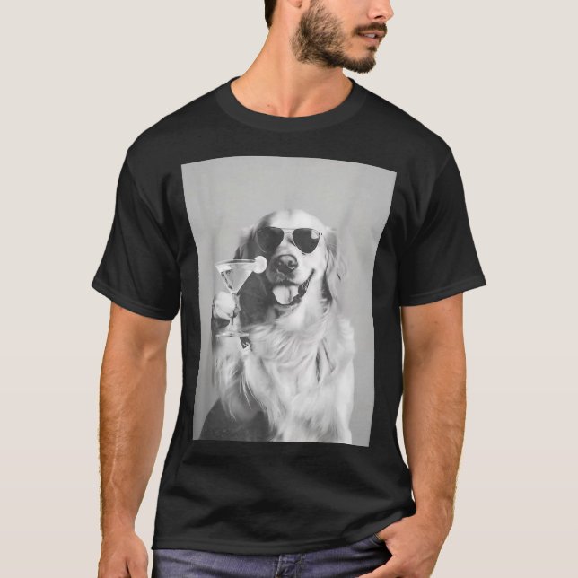 Camiseta Funny Tail Dog Golden Retriever With Sungles Marti (Anverso)