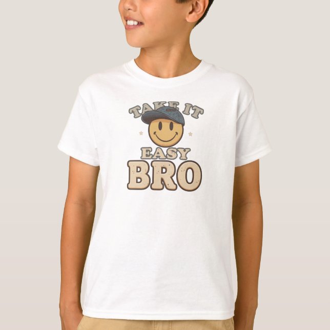Camiseta Funny "Take It Easy Bro" Smiley Face (Anverso)