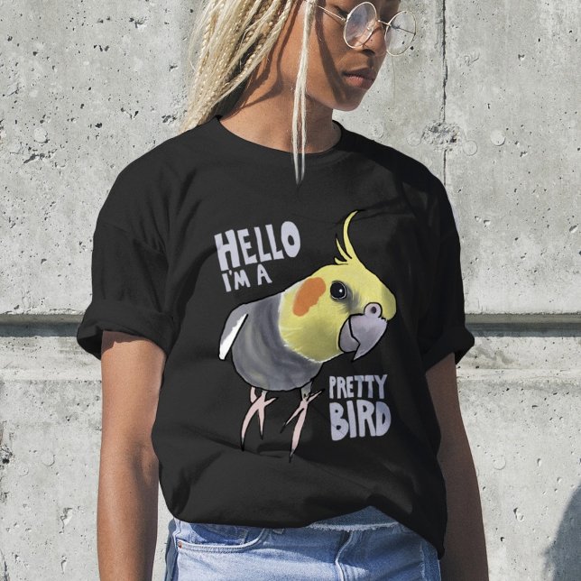 Camiseta Funny Talking Grey Cockatiel Hello Pretty Bird (Subido por el creador)