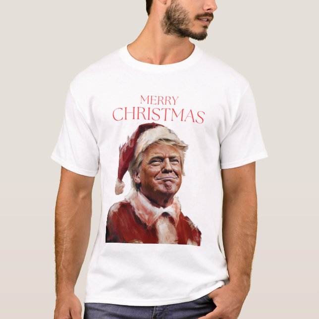 Camiseta Funny tarjeta de Navidades de Trump Santa Claus (Anverso)