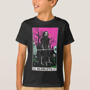 Camiseta Funny Tarot Card Deadlifts Gym Workout Occult Read