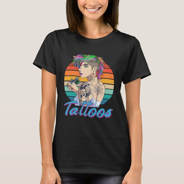 Camiseta Funny Tattoo Artist Girl Tattooist Female Tattoos (Anverso)