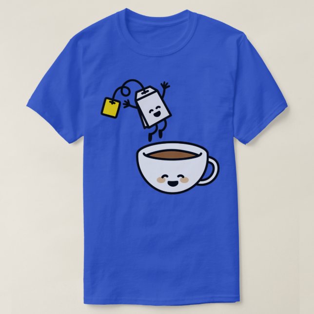 Camiseta Funny tea bag teacup happy Tea lover Tea drinker (Diseño del anverso)
