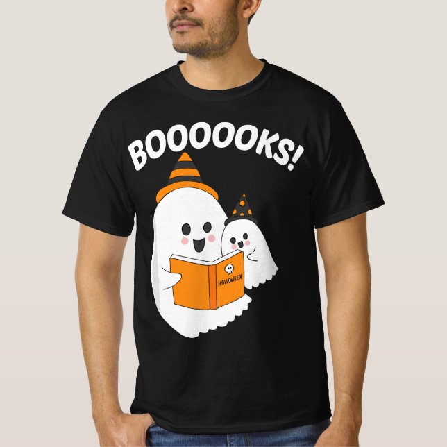 Camiseta Funny Teacher Halloween Ghost booooooks boo read b (Anverso)