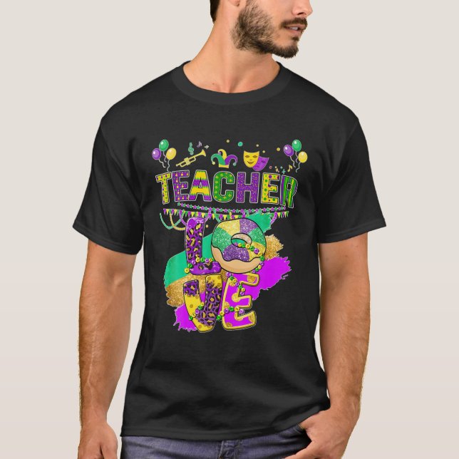 Camiseta Funny Teacher Mardi Gras Family Matching Outfit (Anverso)
