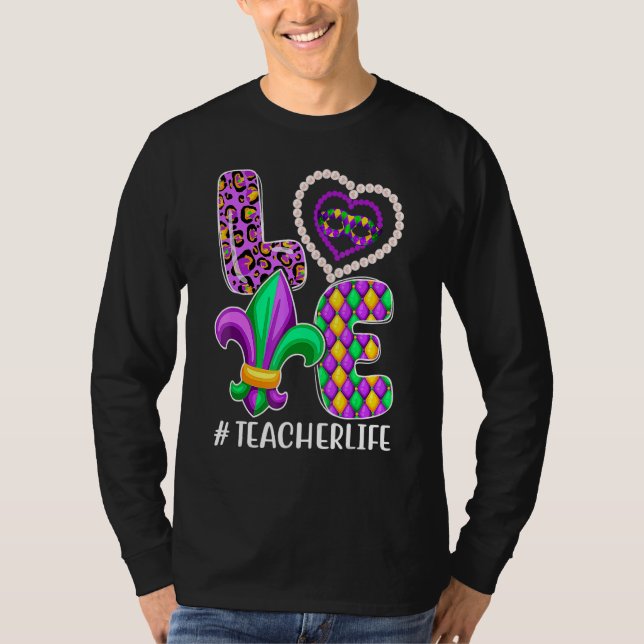 Camiseta Funny Teacher Mardi Gras Family Matching Outfit_1 (Anverso)