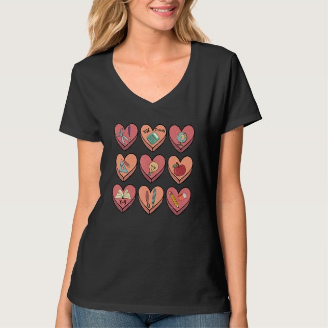 Camiseta Funny Teacher Valentines Day Candy Heart (Anverso)