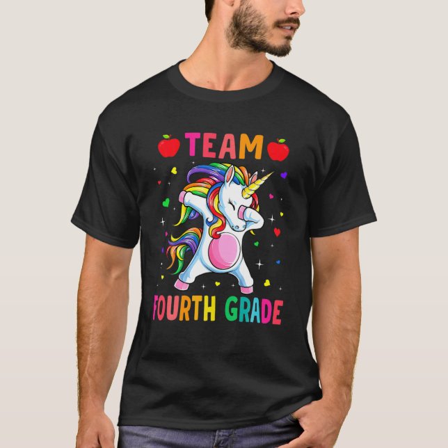 Camiseta Funny Team Cuarto Grado Unicorn Dabbing Para Chica (Anverso)