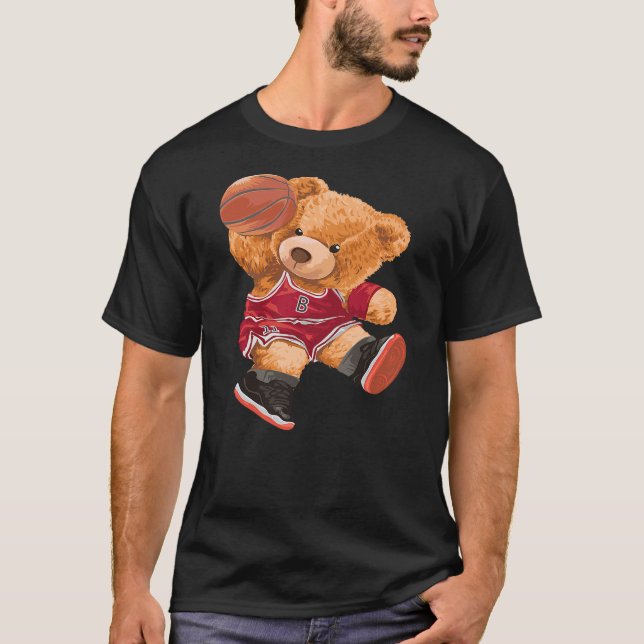 Camiseta Funny Teddy Bear Basketball Slam Dunk Sport Cute C (Anverso)