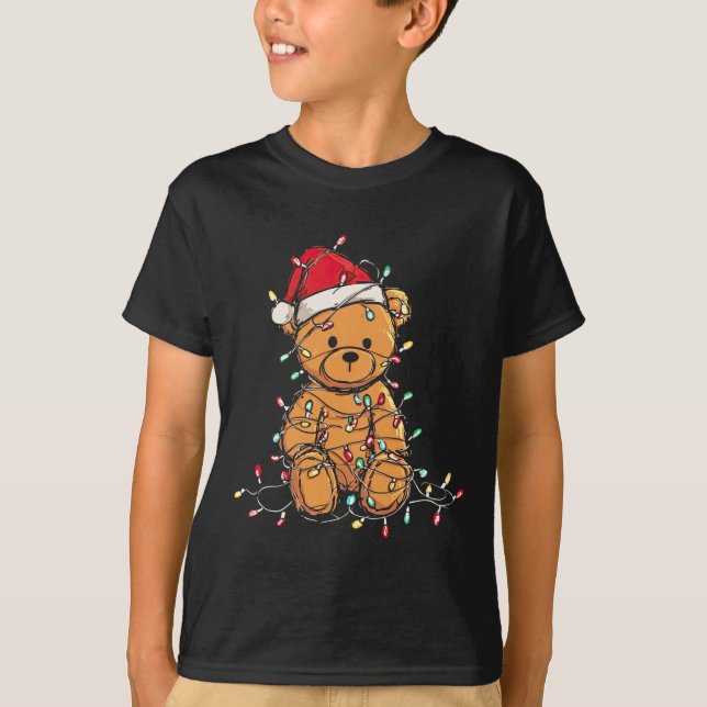 Camiseta Funny Teddy Bear Christmas Graphics Lights Lover L (Anverso)