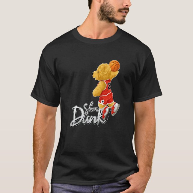 Camiseta Funny Teddy Bear Slam Dunk, Teddy Bear Basketball  (Anverso)