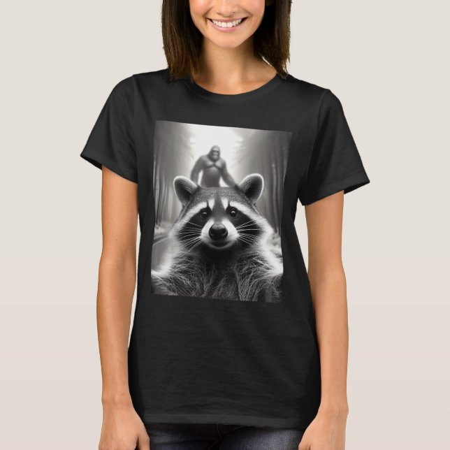 Camiseta Funny Tee Ed Raccoon Selfie Bigfoot Gift Mens Wome (Anverso)