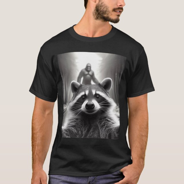 Camiseta Funny Tee Ed Raccoon Selfie Bigfoot Gift Mens Wome (Anverso)