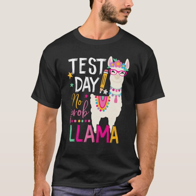 Camiseta Funny Test Day No Prob-llama Llama Teacher Testing (Anverso)