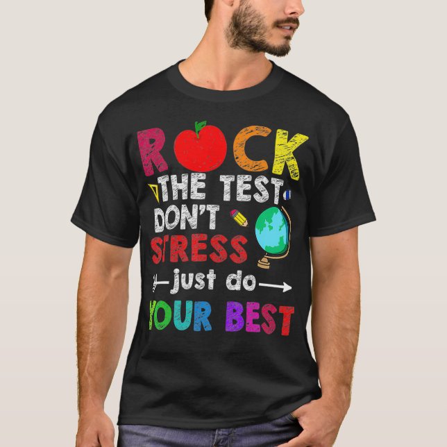 Camiseta Funny Testing Teacher Rock The Test Teden Stude (Anverso)