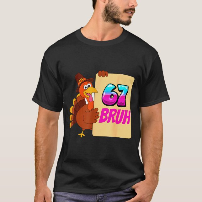Camiseta Funny Thanksgiving 67 Baseball Drip Gobble Turkey  (Anverso)