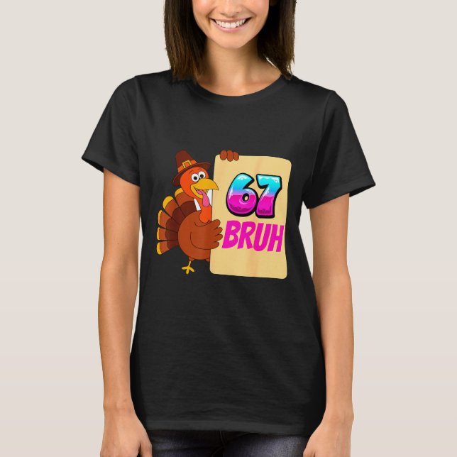 Camiseta Funny Thanksgiving 67 Baseball Drip Gobble Turkey  (Anverso)