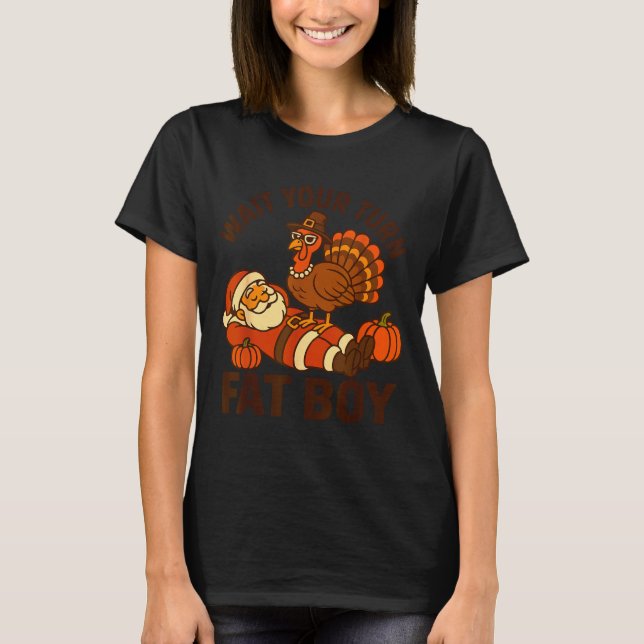 Camiseta Funny Thanksgiving Christmas Turkey Vs Santa For M (Anverso)