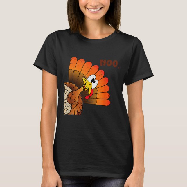 Camiseta Funny Thanksgiving Cute Turkey Moo I'm A Cow Men W (Anverso)