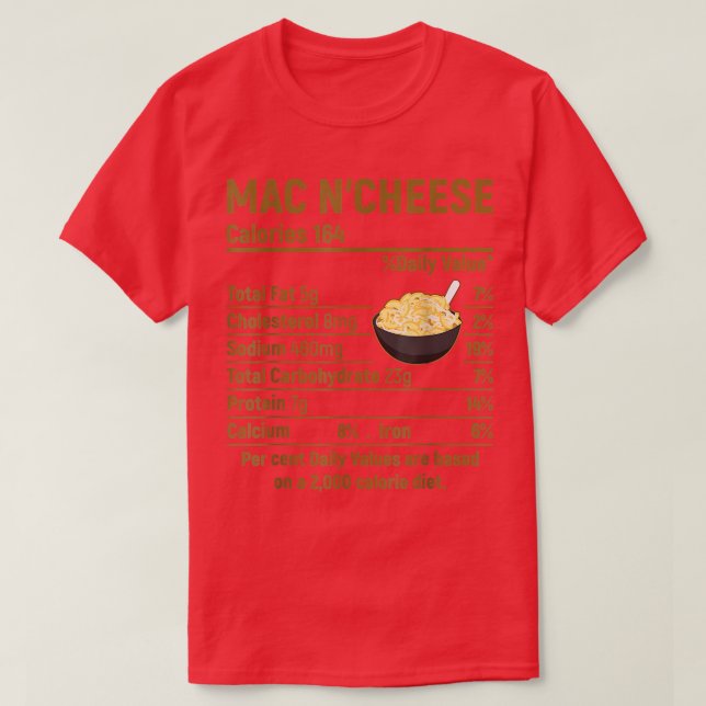 Camiseta Funny Thanksgiving Food Apparel, Mac-N'Cheese Nutr (Diseño del anverso)