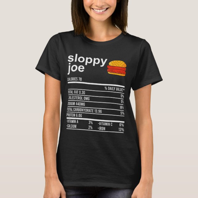 Camiseta Funny Thanksgiving Food Apparel, Sloppy Joe Nutrit (Anverso)