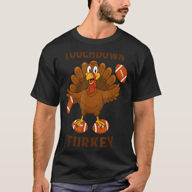 Camiseta Funny Thanksgiving Football Touchdown Turkey  (Anverso)
