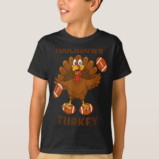 Camiseta Funny Thanksgiving Football Touchdown Turkey  (Anverso)