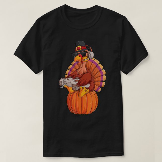 Camiseta Funny Thanksgiving Gamer Turkey Design (Diseño del anverso)