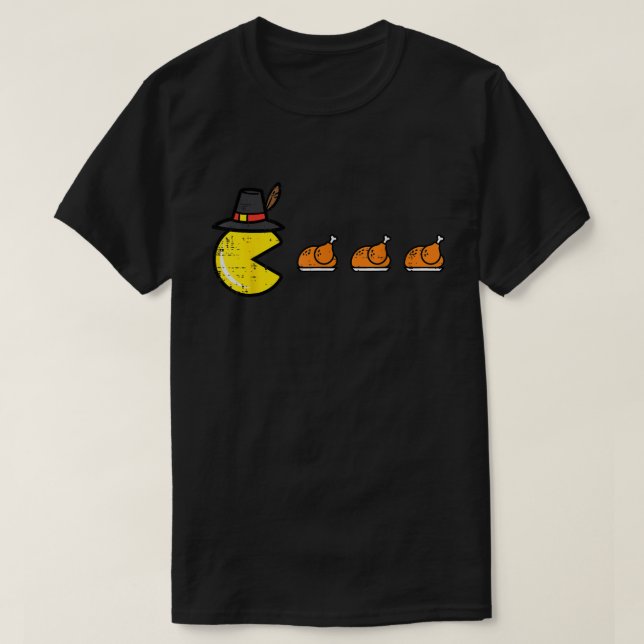 Camiseta Funny Thanksgiving Gamer Turkey Pacman Shirt (Diseño del anverso)