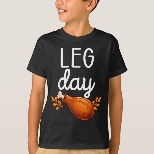 Camiseta Funny Thanksgiving Leg Day Family Matching Turkey  (Anverso)