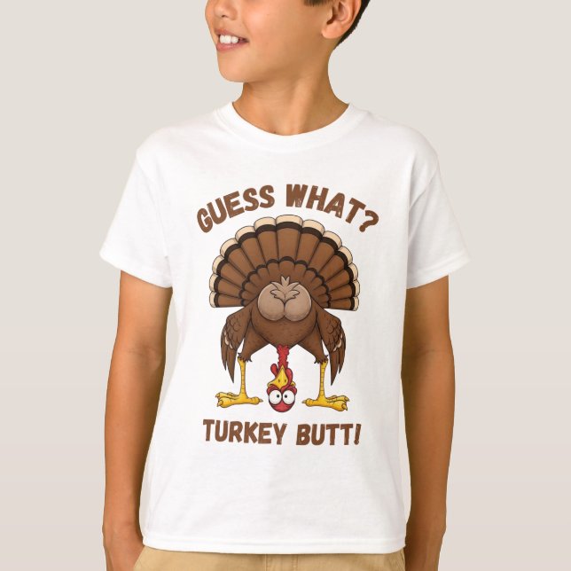Camiseta Funny Thanksgiving T-Shirt ,Guess What Turkey Butt (Anverso)