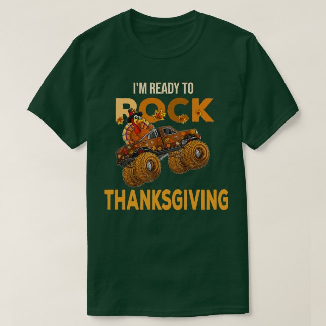 Camiseta Funny Thanksgiving turkey day riding monster truck (Diseño del anverso)