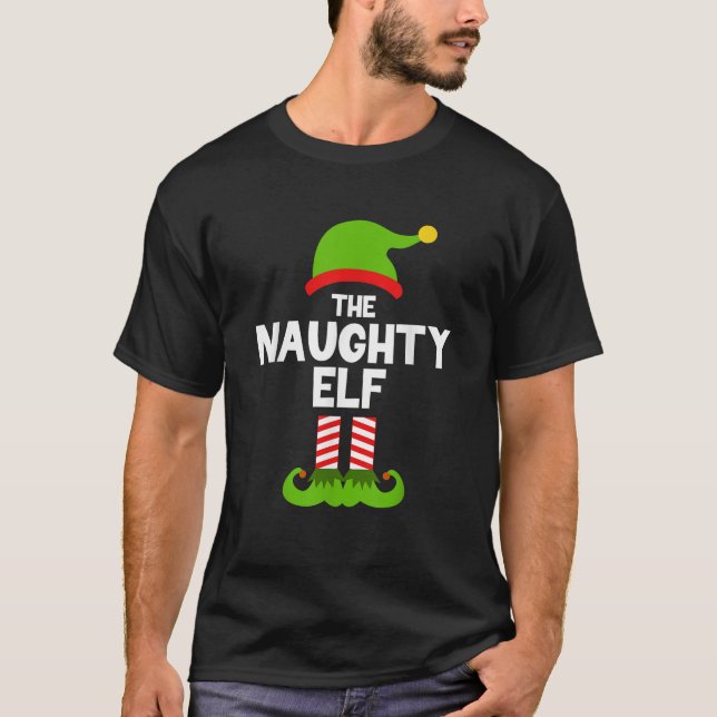 Camiseta Funny The Naughty Elf Christmas Family Party Pajam (Anverso)