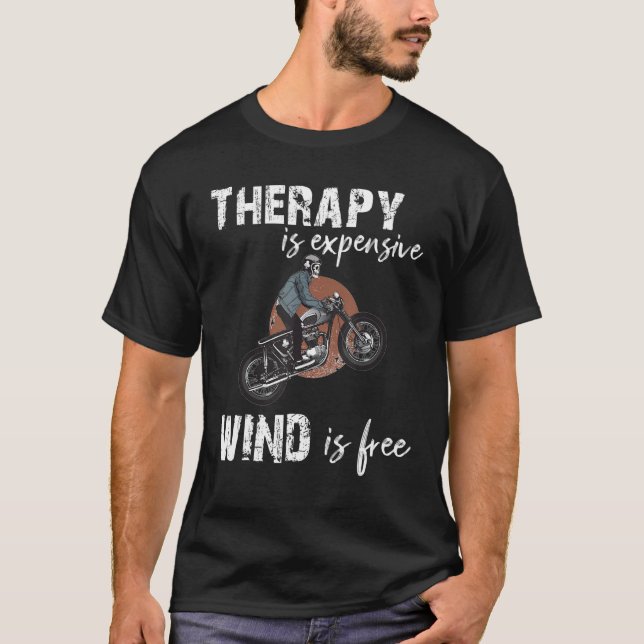 Camiseta Funny Therapy Is Expensive Wind Is Free Quote Sarc (Anverso)
