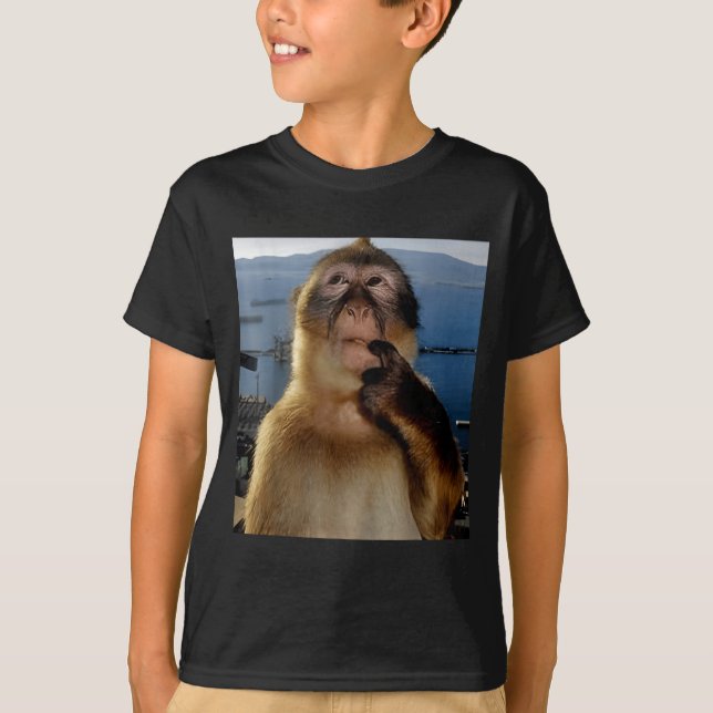 Camiseta Funny Thinking Monkey Meme Curious Ape Brainrot Gi (Anverso)
