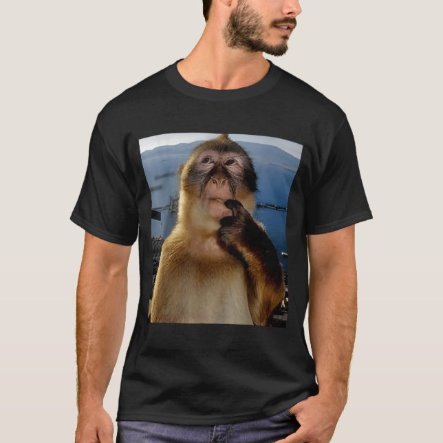 Camiseta Funny Thinking Monkey Meme Curious Ape Brainrot Gi (Anverso)