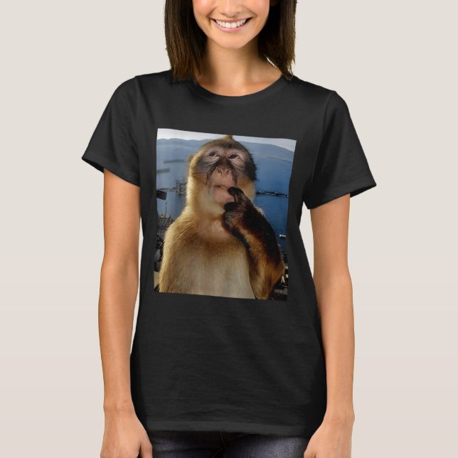 Camiseta Funny Thinking Monkey Meme Curious Ape Brainrot Gi (Anverso)