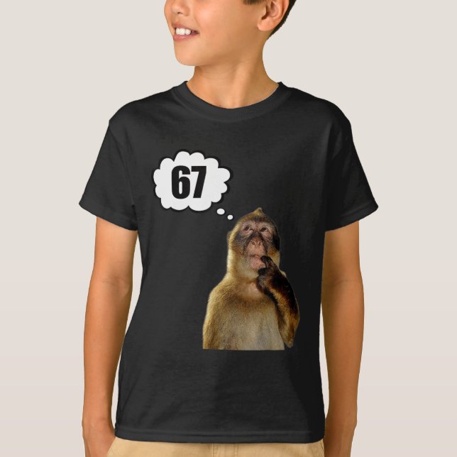 Camiseta Funny Thinking Monkey Meme Six Seven 6 7 Meme  (Anverso)