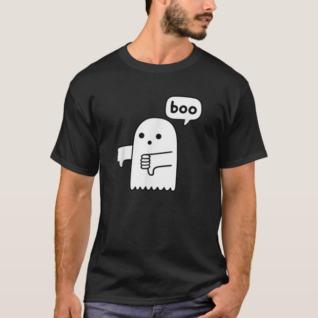 Camiseta Funny Thumbs Down Ghost Screaming Boo Disapproval  (Anverso)