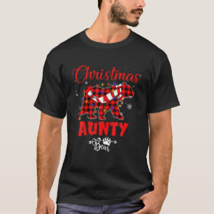 Camiseta Funny Tía Oso Árbol De Navidad Ilumina Red Plaid F