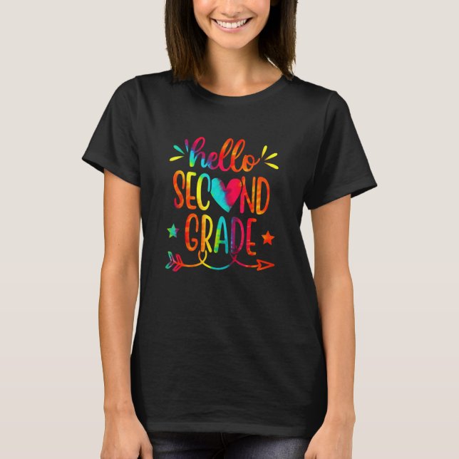 Camiseta Funny Tie Dye Hello Second 2nd Grade Teacher First (Anverso)