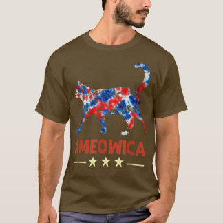 Camiseta Funny Tie Dye Meowica Cat Amantes 4 De Julio De Pa
