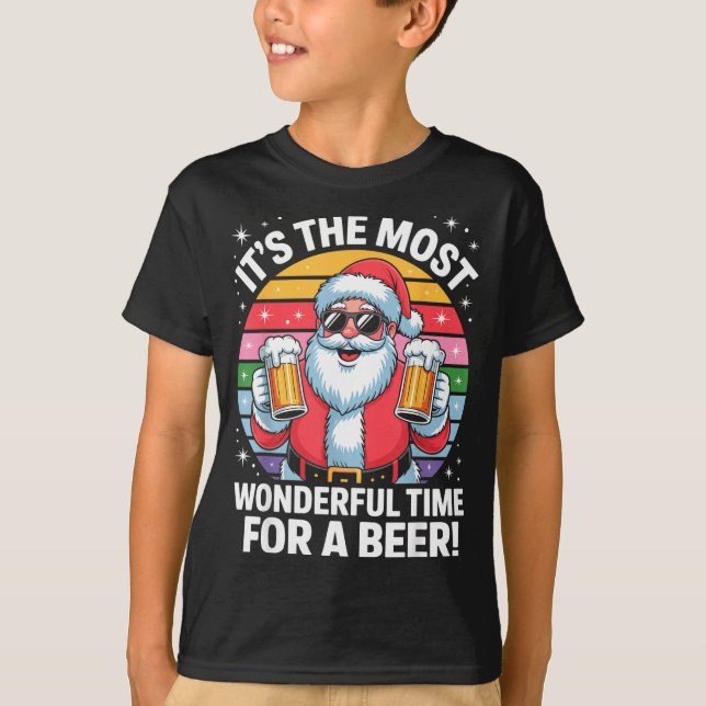 Camiseta Funny Time For A Beer Santa Christmas  (Anverso)