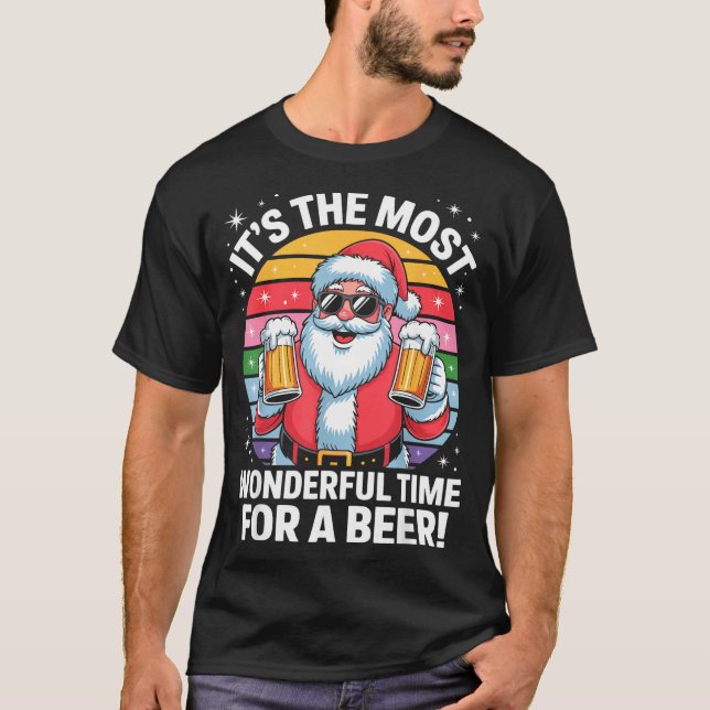 Camiseta Funny Time For A Beer Santa Christmas  (Anverso)