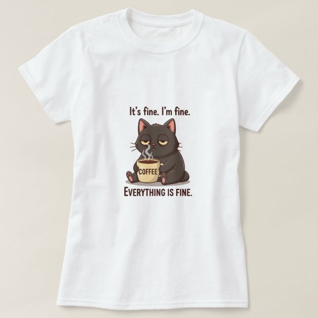 Camiseta Funny Tired Cat Coffee T-Shirt for Women (Diseño del anverso)