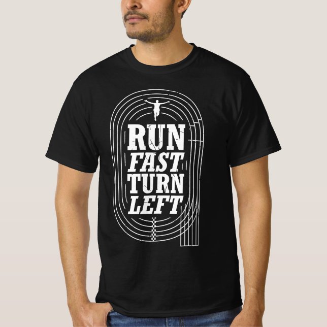 Camiseta Funny Track and Field Run Fast Turn Left  (Anverso)