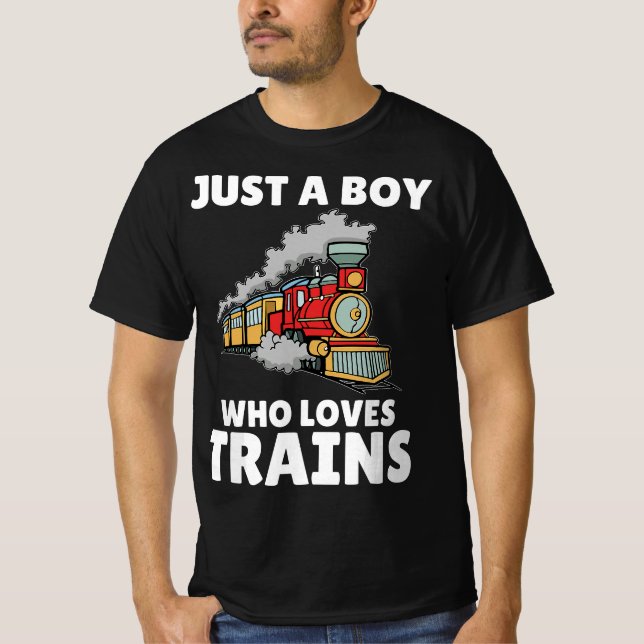 Camiseta Funny Train For Boys - Just A Boy Who Loves Trains (Anverso)